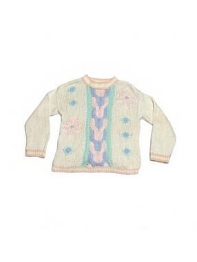 Vintage Croquet Club Pastel Abstract Floral Knit Sweater